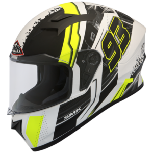 SMK Stellar 93 Swank Helmet Matt White Fluorescent Yellow (MA124)