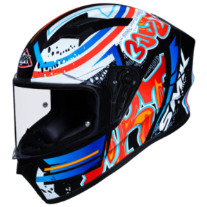 SMK Stellar Graffiti Helmet Black Red Orange  (GL237)