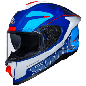 SMK Titan Firefly Fibre Glass Helmet ( White/Blue/red )