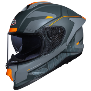 SMK Titan Firefly Fibre Glass Helmet ( Grey/Black/Orange )