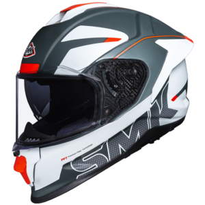 SMK Titan Firefly Fibre Glass Helmet ( White/Red )
