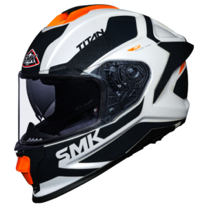 SMK Titan Arok Fibre Glass Helmet ( White/Black/Orange )