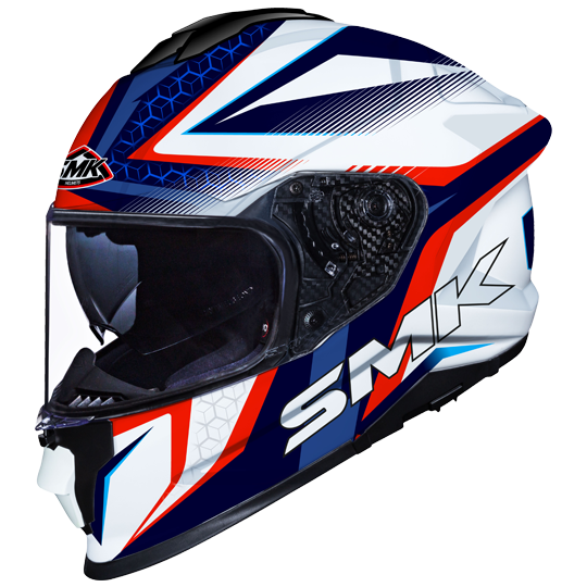 SMK Titan Slick Fibre Glass Helmet ( White/Blue/red )