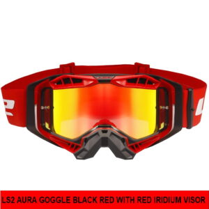 LS2 AURA PRO GOGGLE BLACK RED WITH RED IRIDIUM VISOR