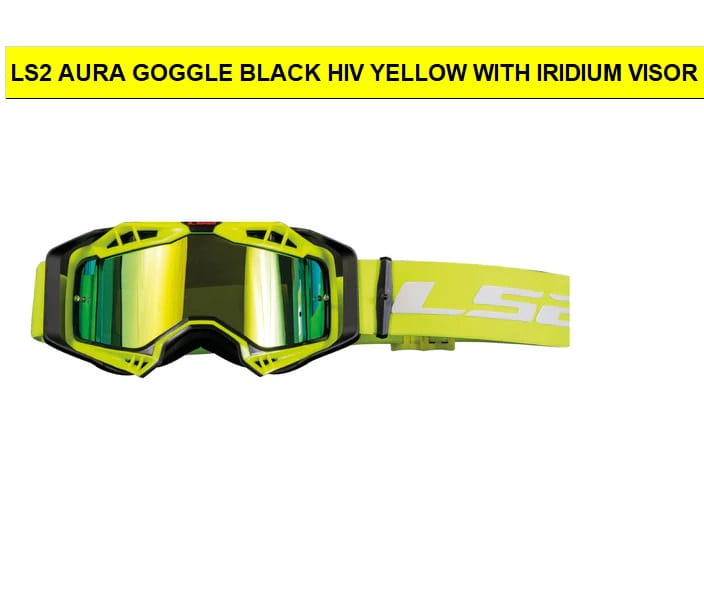 LS2 AURA PRO GOGGLE BLACK HIV YELLOW WITH IRIDIUM VISOR - Image 2
