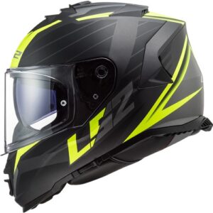 LS2 FF800 STROM NERVE HELMET (BLACK H-V YELLOW GLOSS WITH ANTIFOG RESISTANT VISOR)