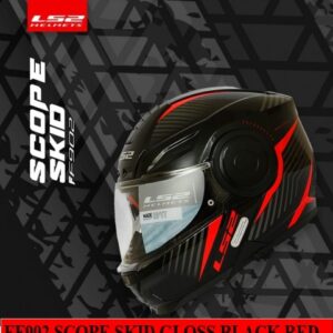 LS2 FF902 Scope Skid Gloss Black Red Flip Up Helmet