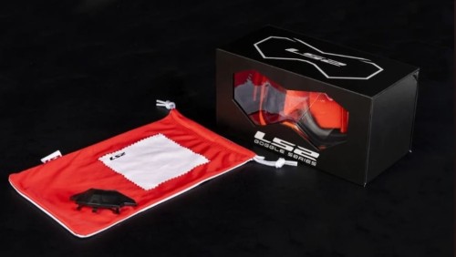 LS2 AURA GOGGLE BLACK RED WITH CLEAR VISOR - Image 2