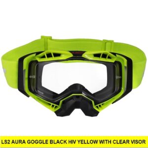 LS2 AURA GOGGLE BLACK HIV YELLOW WITH CLEAR VISOR