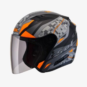 SOL S0-7 Camouflage LED Helmet ( Flat Black/Orange )