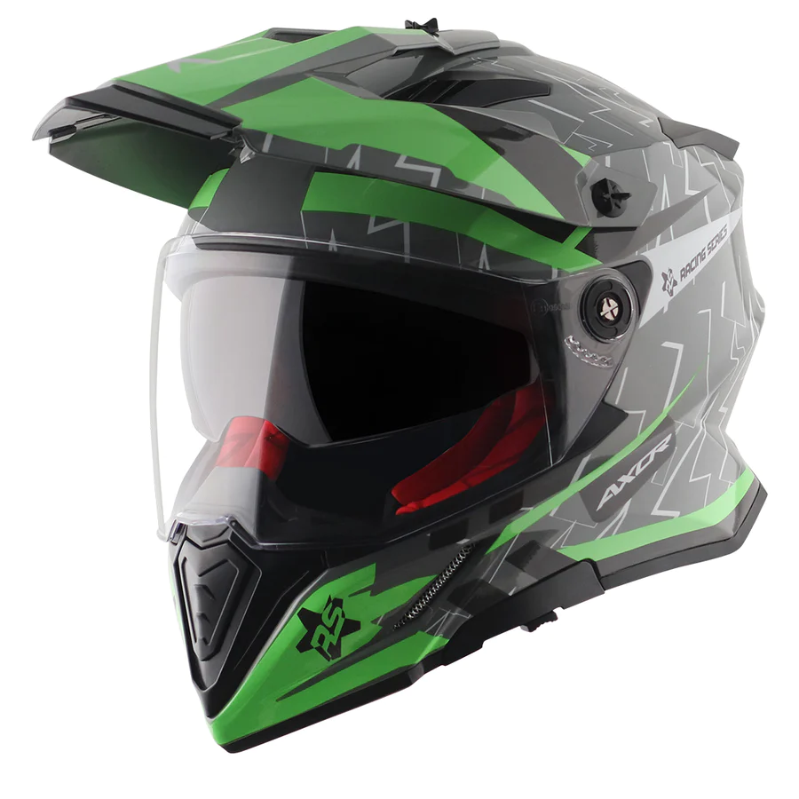 AXIOR X-CROSS FLASH DUAL VISOR HELMET (Cool Grey Green)