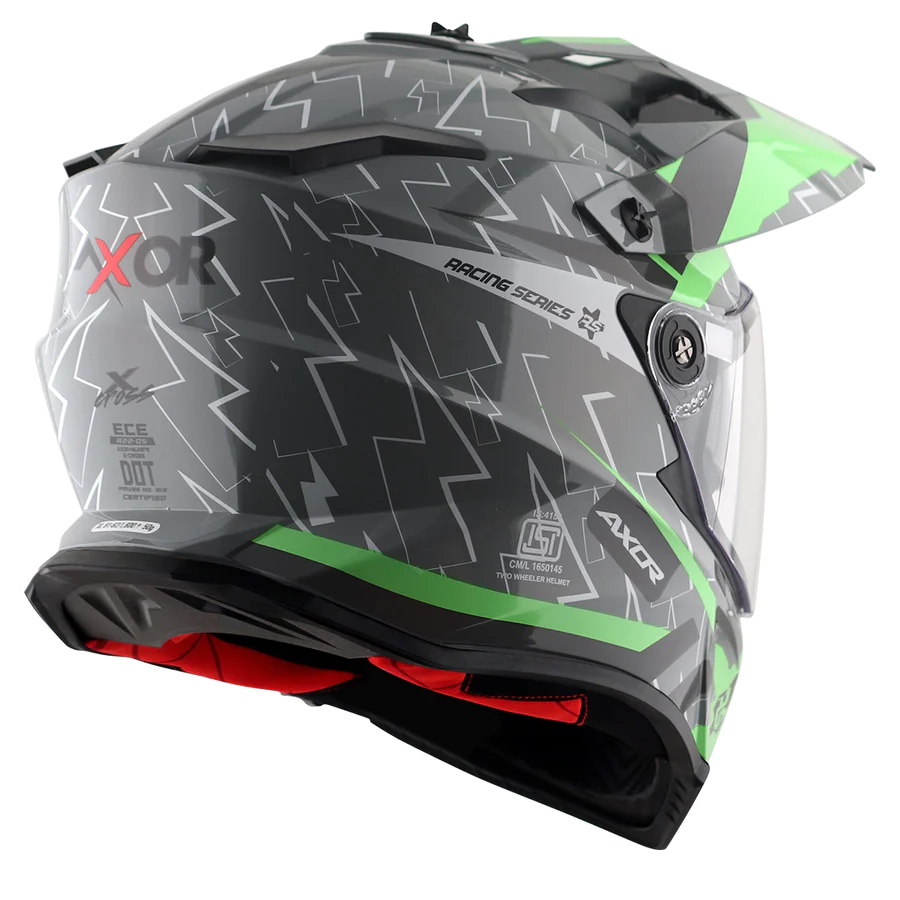 AXIOR X-CROSS FLASH DUAL VISOR HELMET (Cool Grey Green) - Image 6
