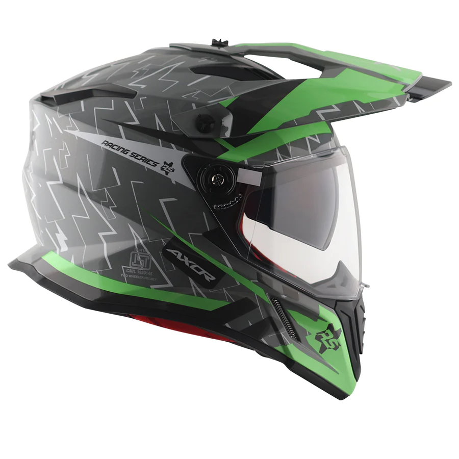 AXIOR X-CROSS FLASH DUAL VISOR HELMET (Cool Grey Green) - Image 7