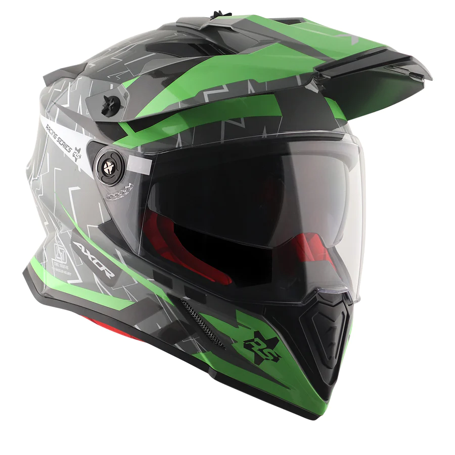AXIOR X-CROSS FLASH DUAL VISOR HELMET (Cool Grey Green) - Image 8