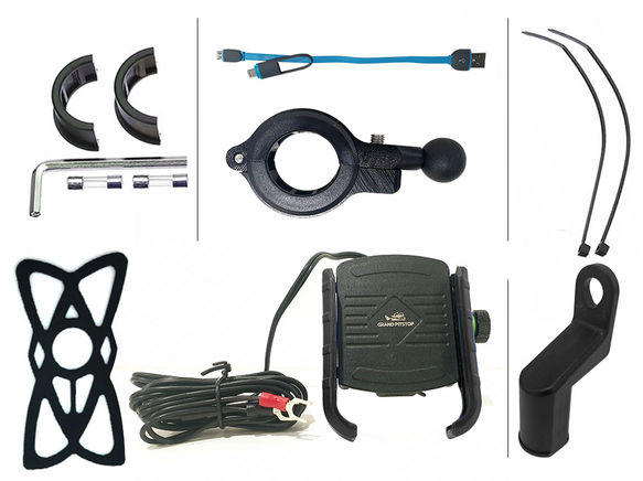 GrandPitstop Jaw-Grip Mobile Holder Mount with Charger - Black - Image 4