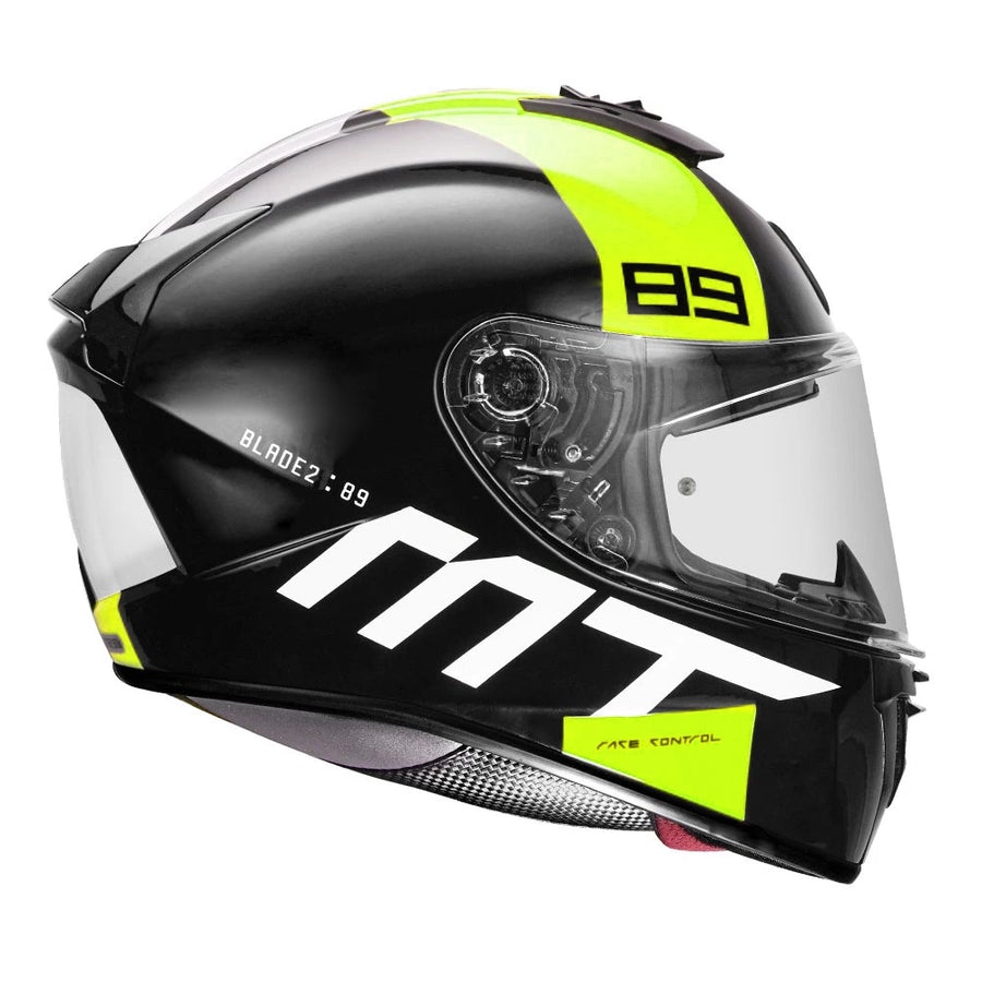 MT Blade 2SV 89 Motorcycle Helmet ( Gloss Flourescent Yellow ) - Image 2