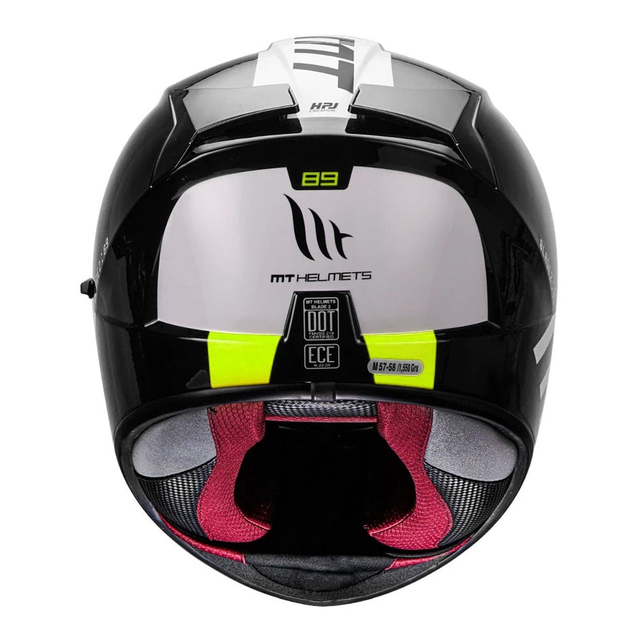MT Blade 2SV 89 Motorcycle Helmet ( Gloss Flourescent Yellow ) - Image 4