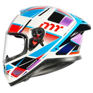MT Thunder3 Pro Synthex Helmet (Gloss White & Blue)