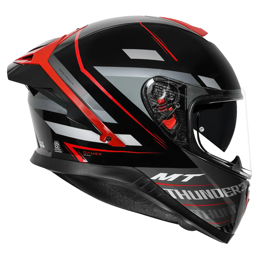 MT THUNDER3 PRO DAMER HELMET (Gloss Red & Black) - Image 2