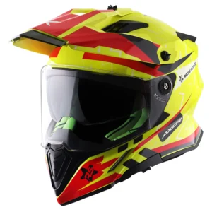 AXIOR X-CROSS FLASH DUAL VISOR HELMET (Neon Yellow Red)