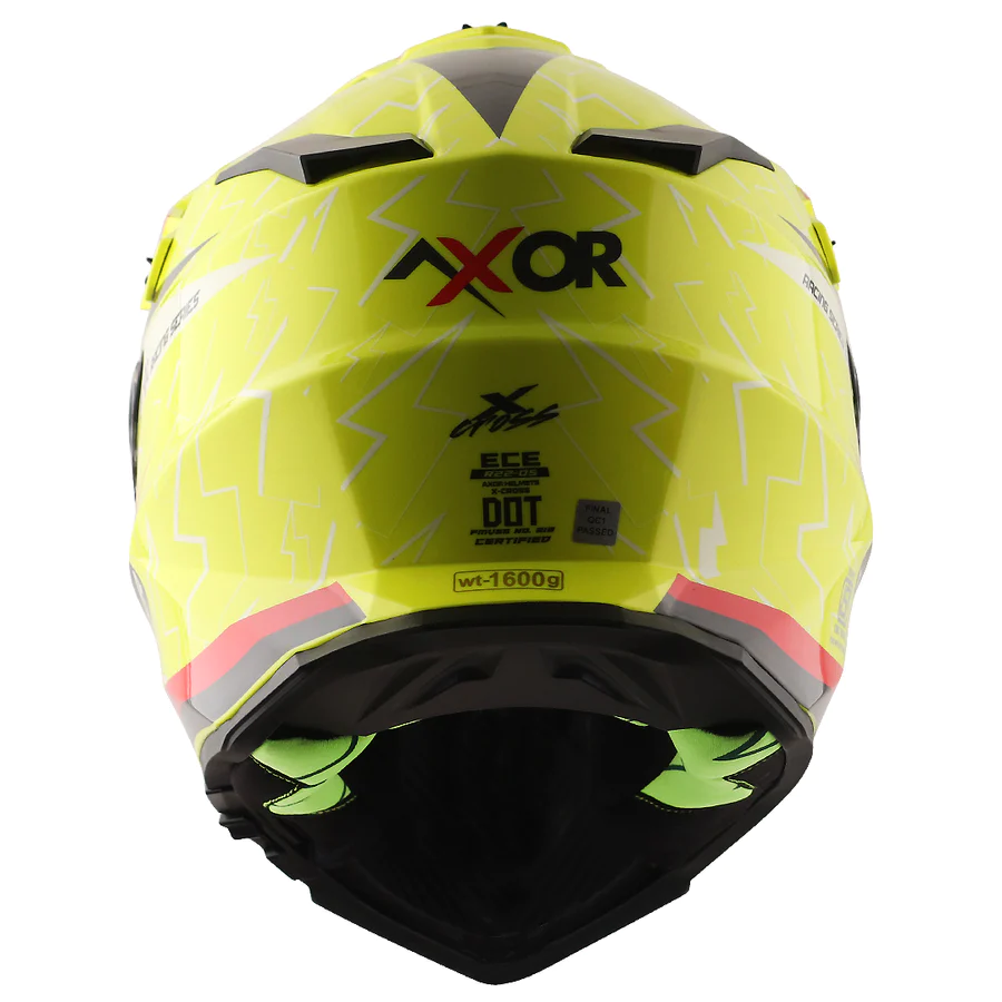 AXIOR X-CROSS FLASH DUAL VISOR HELMET (Neon Yellow Red) - Image 5