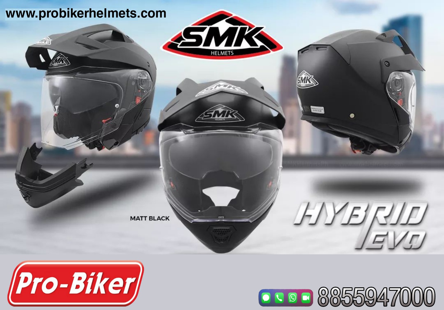 SMK Hybrid Evo Enduro Helmet Matt Black - Image 2