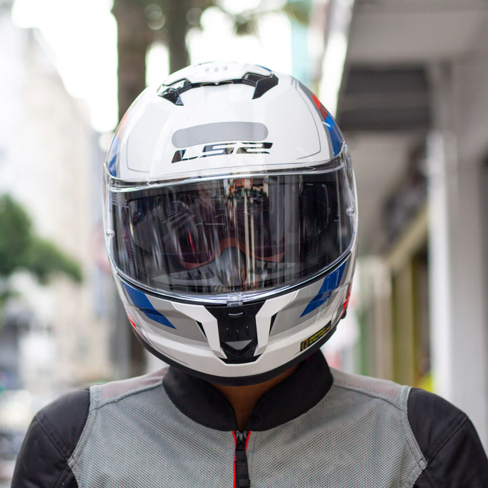 LS2 Stream II Vintage White Blue Red Gloss Helmet (D Ring) - Image 13