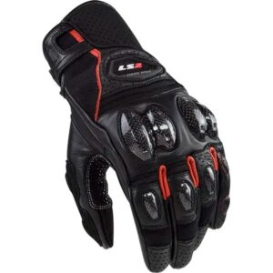 LS2 SPARK II LEATHER GLOVES (Black Red)