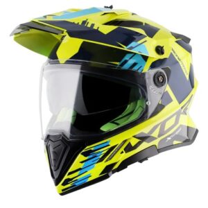 AXOR X-CROSS X1 HELMET WITH DUAL VISOR (Neon Yellow Blue)