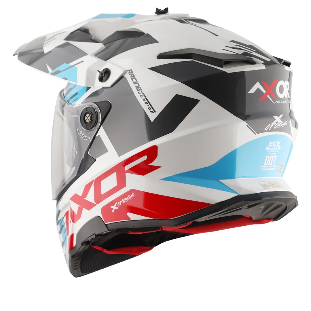 AXOR X-CROSS X1 HELMET WITH DUAL VISOR (White Red) - Image 4