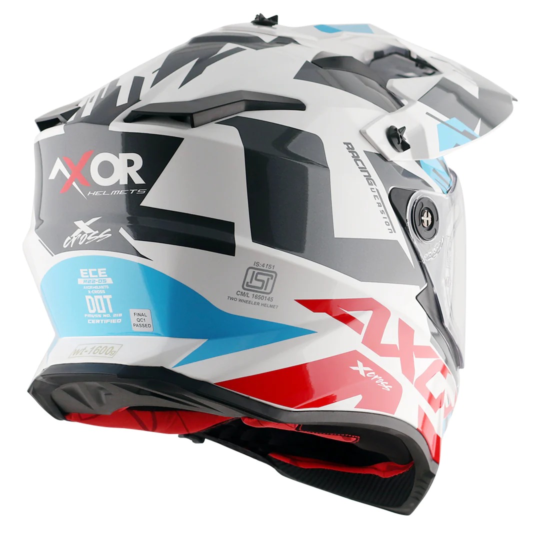 AXOR X-CROSS X1 HELMET WITH DUAL VISOR (White Red) - Image 6