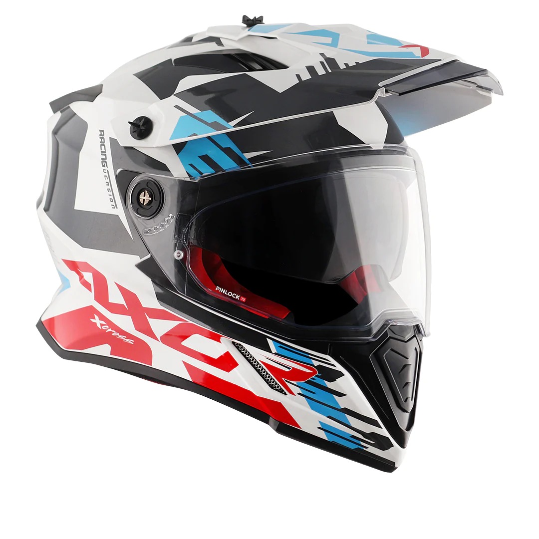 AXOR X-CROSS X1 HELMET WITH DUAL VISOR (White Red) - Image 7