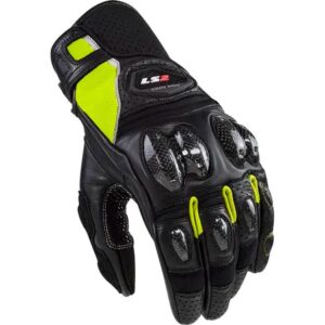 LS2 SPARK II LEATHER GLOVES (Black Green)