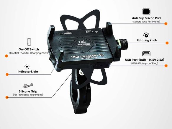GrandPitstop Claw-Grip Mobile Holder Mount with Charger - Image 3