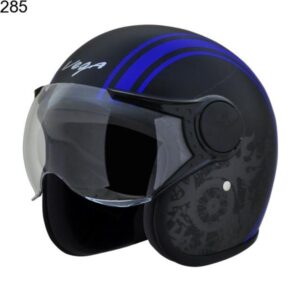 VEGA Jet Old School W/Visor Dull  Black Blue Helmet
