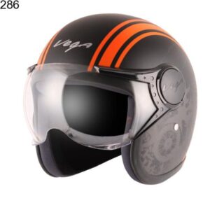 VEGA Jet Old School W/Visor Dull Black Orange Helmet