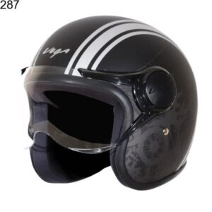 VEGA Jet Old School W/Visor Dull Black Silver Helmet