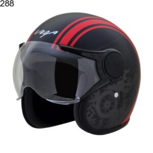 VEGA Jet Old School W/Visor Dull Black Red Helmet