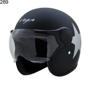 VEGA Jet Star W/Visor Dull Black Silver Helmet