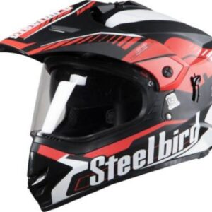 Steelbird SB-42 Airborne Mat Black With Red +P-Cap Motorbike Helmet  (Red, MAT BLACK)