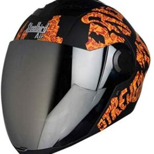 Steelbird  SBA-2 Strength Matt Black With Orange  (ONE EXTRA TRANSPARENT VISOR )