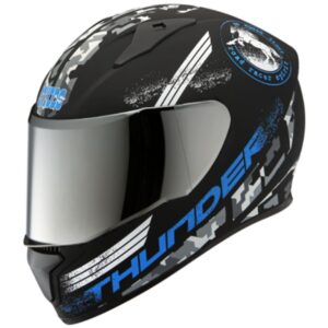 Studds Thunder D2 Decor  Helmet  (D2 Matt Black N1 Blue)
