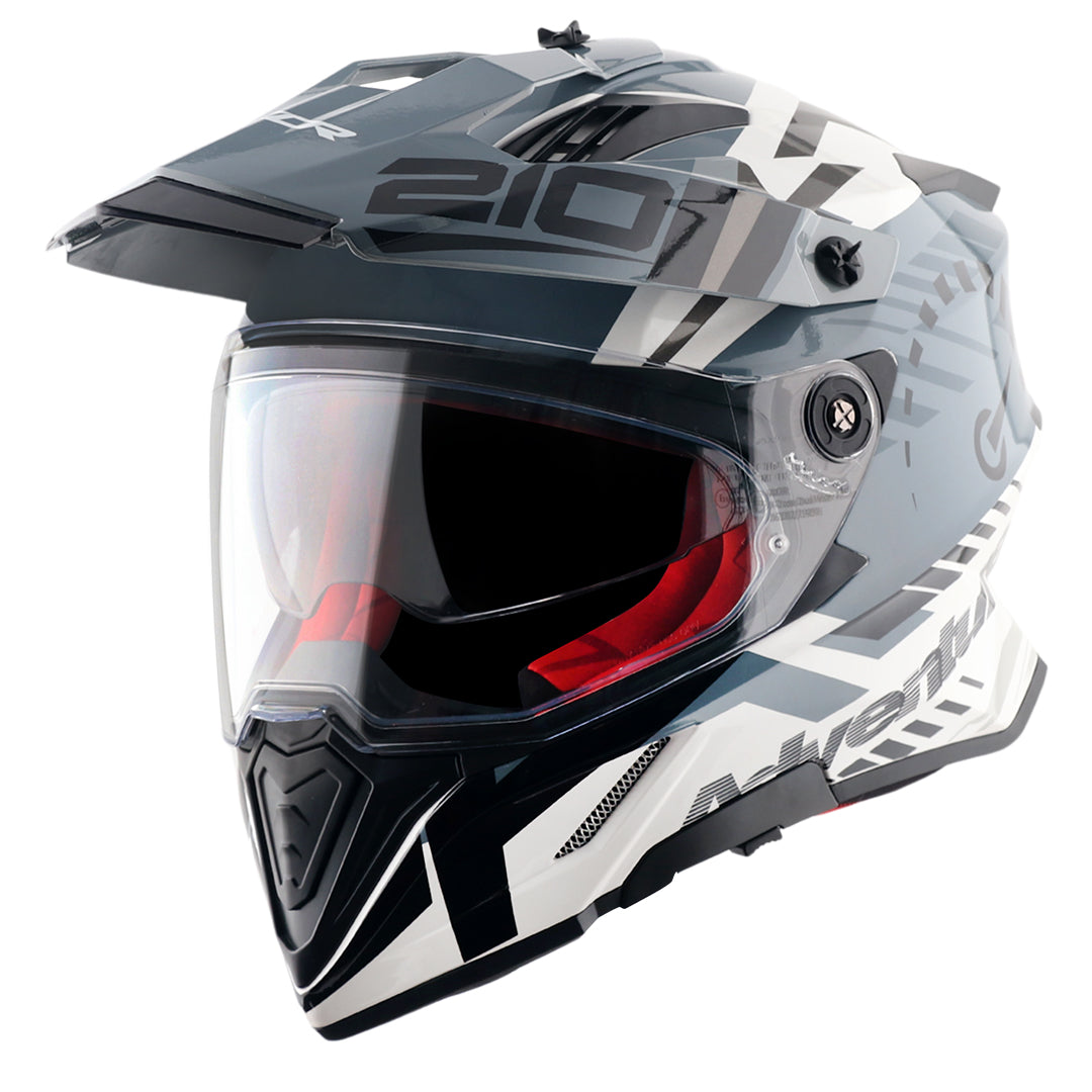 X-Cross Dual Visor Speedometer Helmet (WHITE GREY)