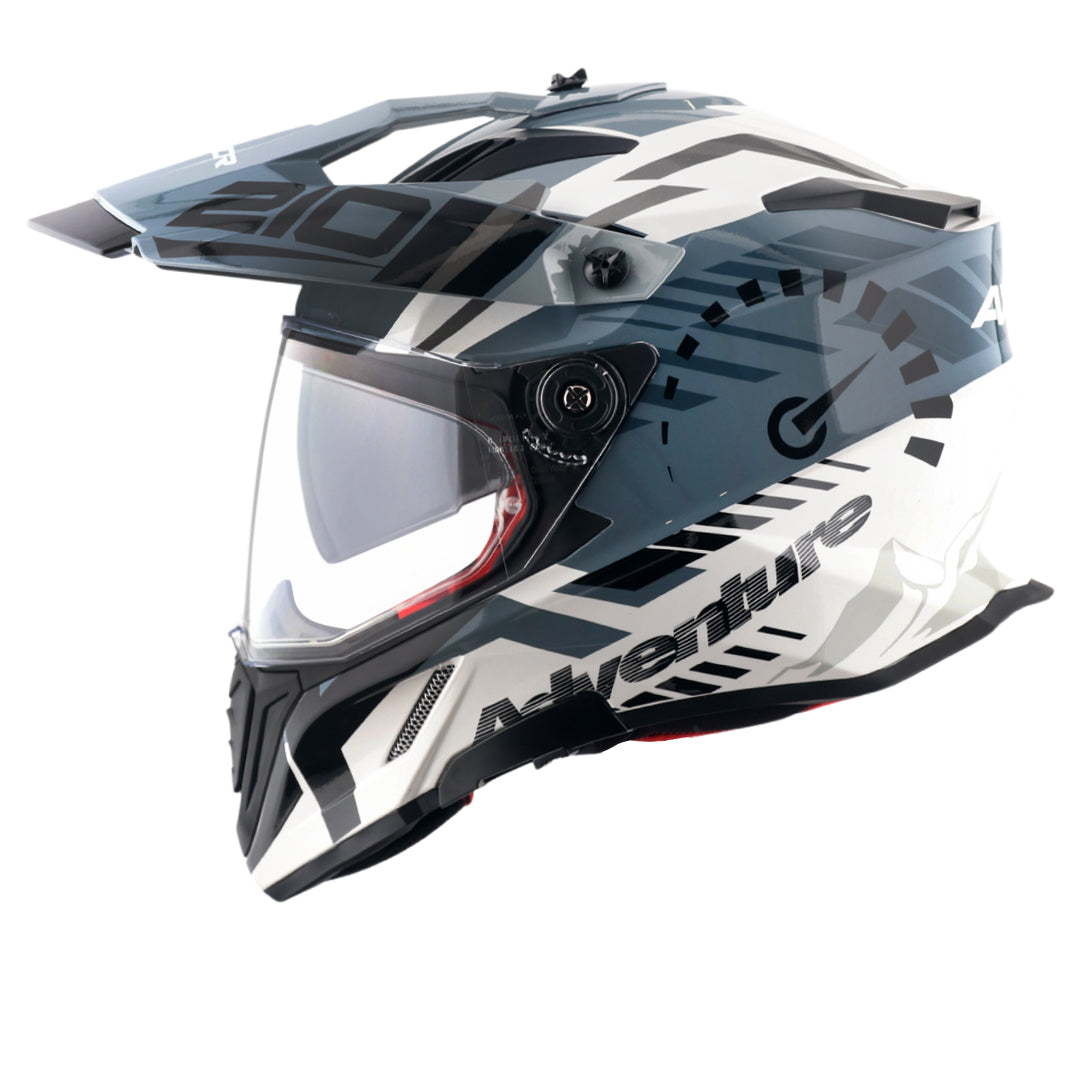 X-Cross Dual Visor Speedometer Helmet (WHITE GREY) - Image 6