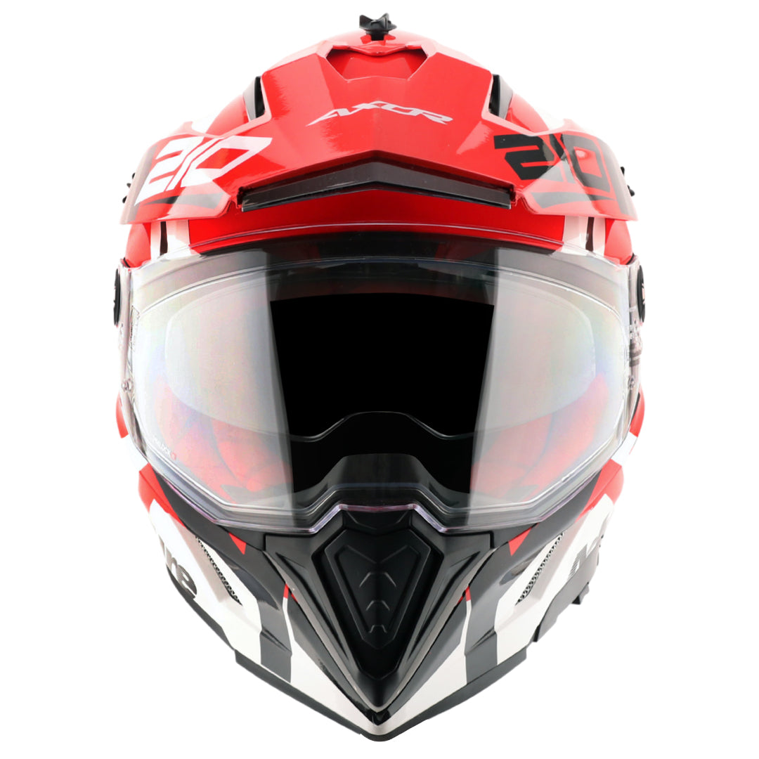 X-Cross Dual Visor Speedometer Helmet (WHITE RED) - Image 9