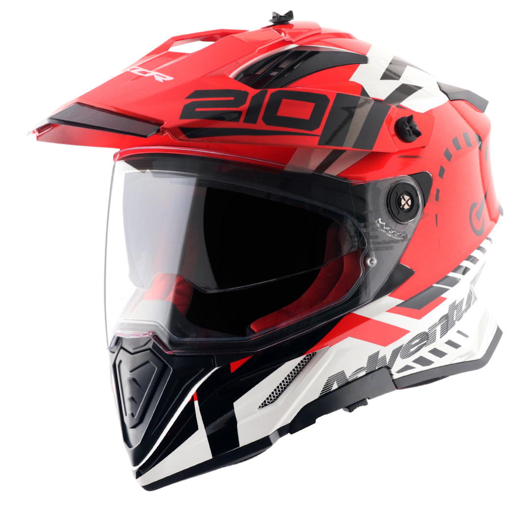 X-Cross Dual Visor Speedometer Helmet (WHITE RED)