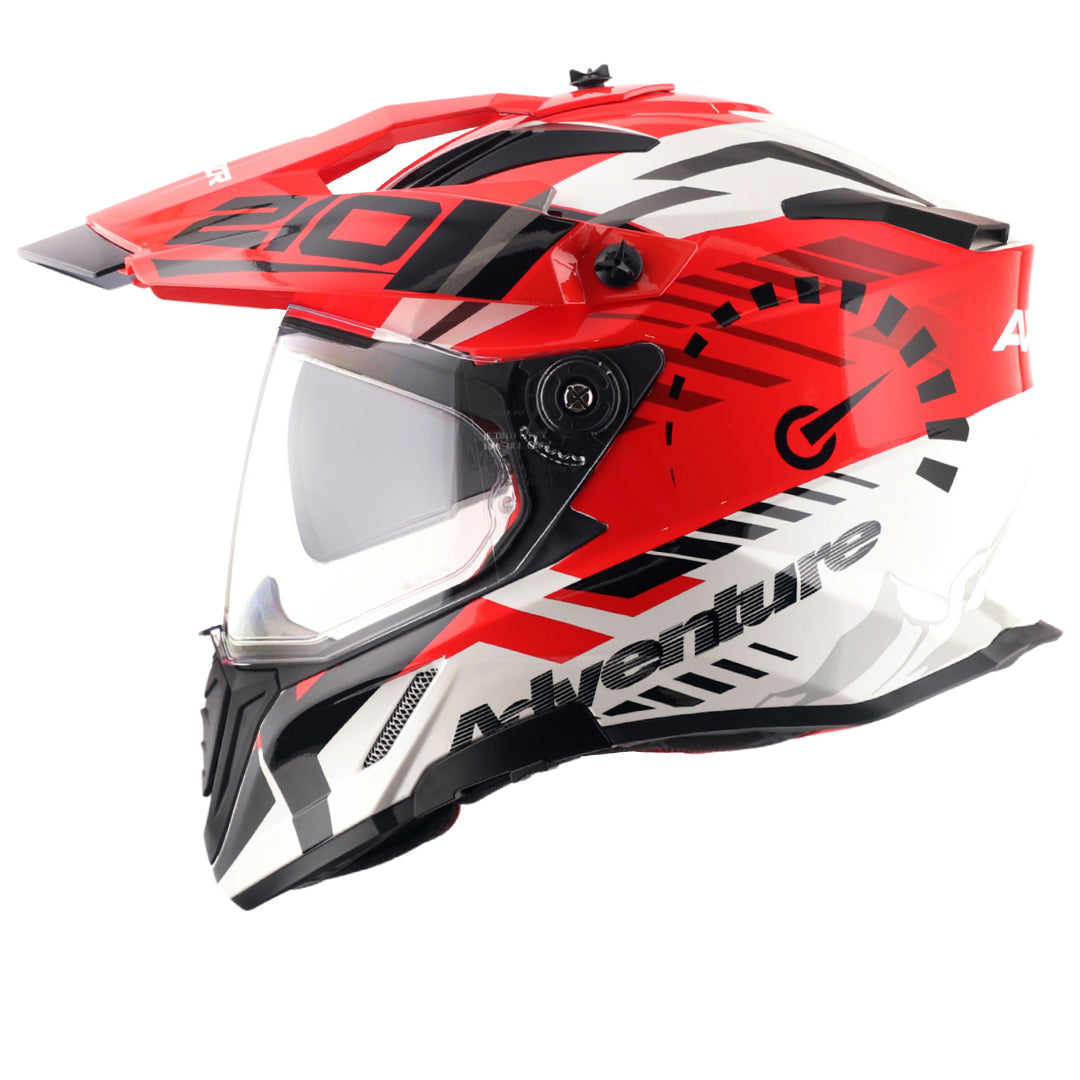 X-Cross Dual Visor Speedometer Helmet (WHITE RED) - Image 7
