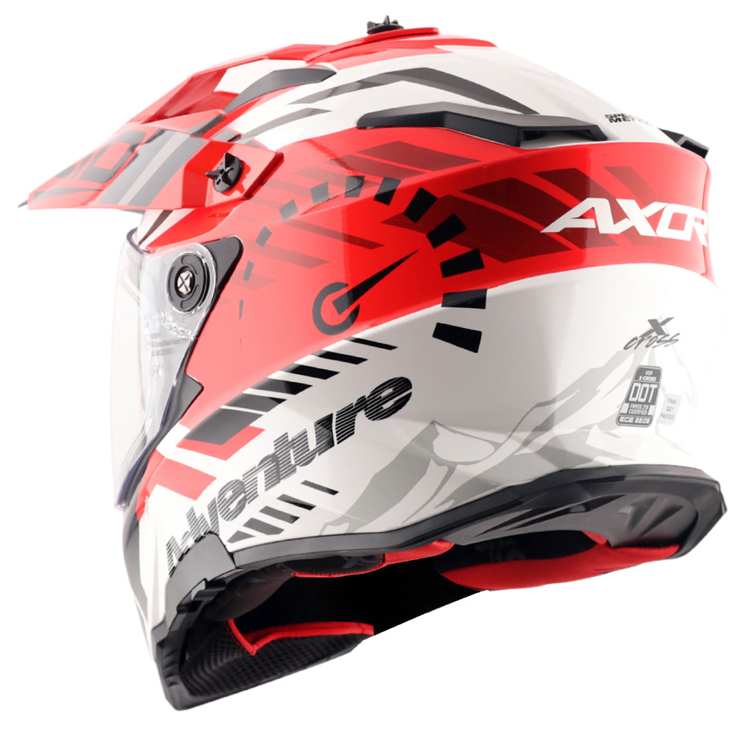 X-Cross Dual Visor Speedometer Helmet (WHITE RED) - Image 6