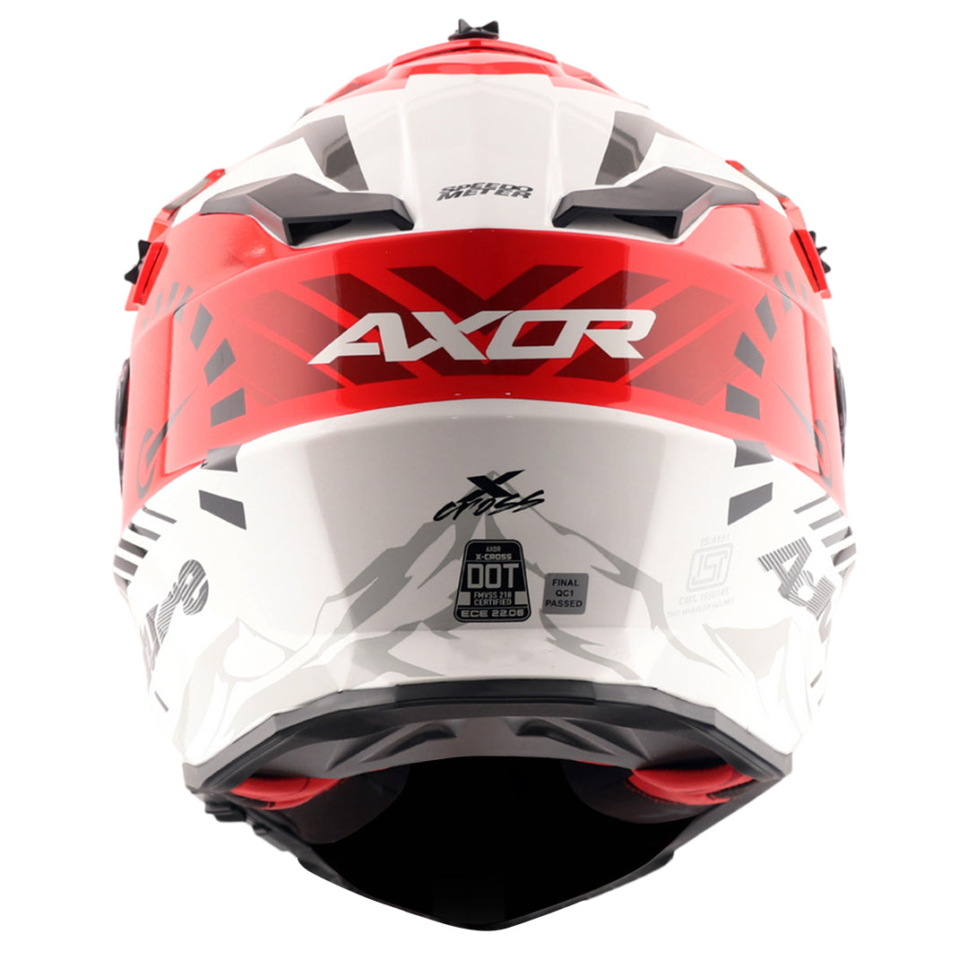 X-Cross Dual Visor Speedometer Helmet (WHITE RED) - Image 5