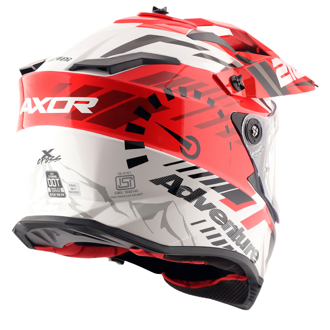 X-Cross Dual Visor Speedometer Helmet (WHITE RED) - Image 4